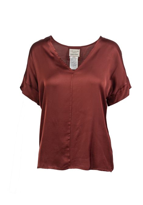 Blusa in Viscosa a Tinta Unita con Scollo a V e Maniche Corte di Alessia Santi ALESSIA SANTI | Bluse | 45073S3356